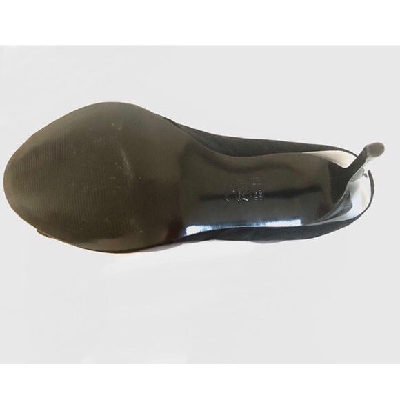 Black nima stilettos, strapped with gems on front. 4 Inch heels - Picture 3 of 4